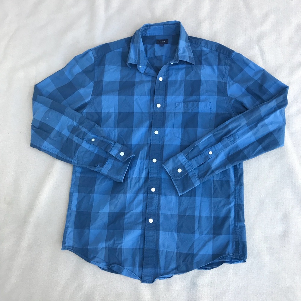 J Crew Blue Square Button Up